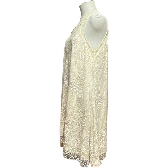 Southern Fried Chics Southern Serendipity Sleeveless Dress Cream Gold Glitter XL - Picture 4 of 8